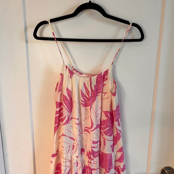 Mango Pink Floral Maxi Dress Spaghetti Straps Sz 6 Resortwear Vacation - Picture 7 of 13